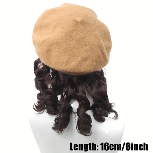 Women's Short Curly Beret Wig Synthetic Dark Brown - Picture 4 of 6
